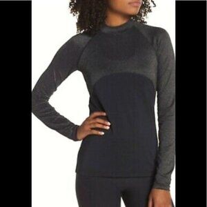 Nike Pro Warm Sparkle long sleeve top M Black Gold Silver Mock Neck